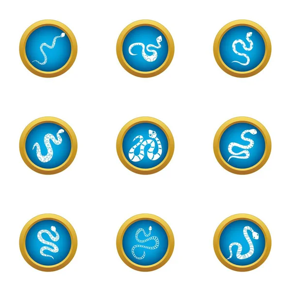 Orman yılan Icons set, düz stil