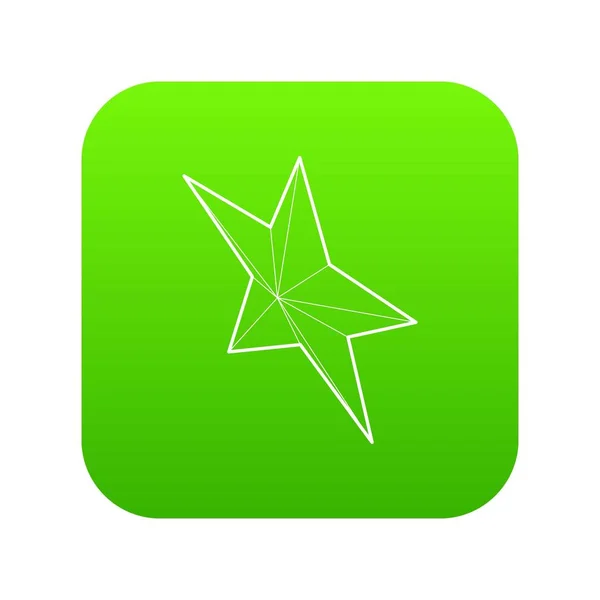 Cinco estrellas puntiagudas icono verde vector — Archivo Imágenes Vectoriales
