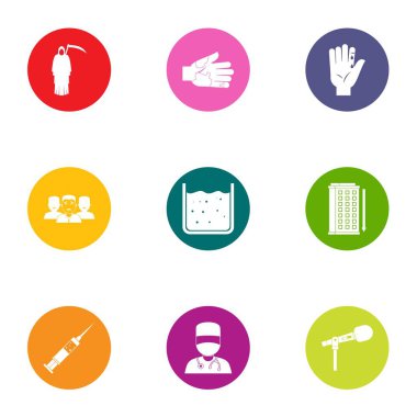 Tıp mücadele simgeler ayarla, stil düz