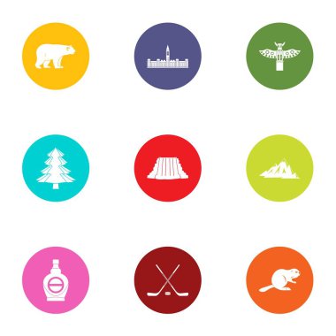 Kanada topraklarında simgeler ayarla, stil düz