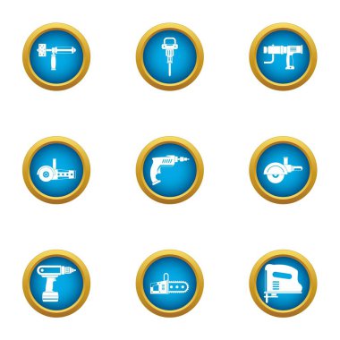 Kaba onarım Icons set, düz stil