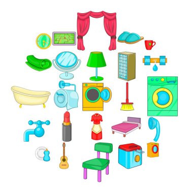 Apartman Icons set, karikatür tarzı
