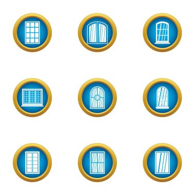 Fiberglas Icons set, düz stil