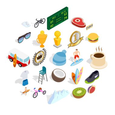 Çözüm arama Icons set, izometrik stili