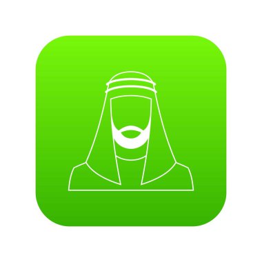 Arap adam geleneksel Müslüman şapka simgesi dijital yeşil