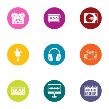 Dijital kayıt Icons set, düz stil