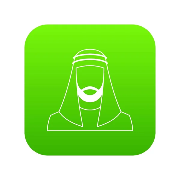 Arabischer Mann mit traditionellem muslimischen Hut Symbol digital grün — Stockvektor