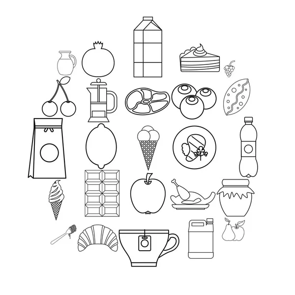 Conjunto de ícones de nutrição, estilo esboço — Vetor de Stock