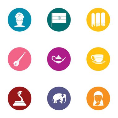 Etki alanı Icons set, düz stil