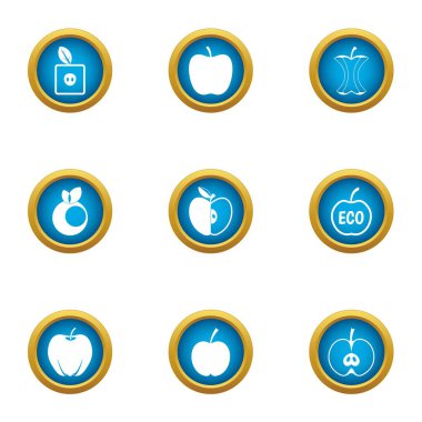 Olgun meyve Icons set, düz stil