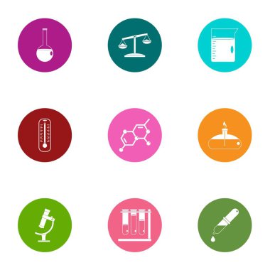 Bağ hücre Icons set, düz stil