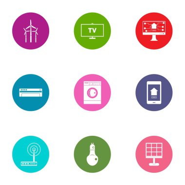 Enerji change Icons set, stil düz