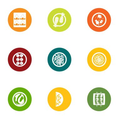 Börek Icons set, düz stil