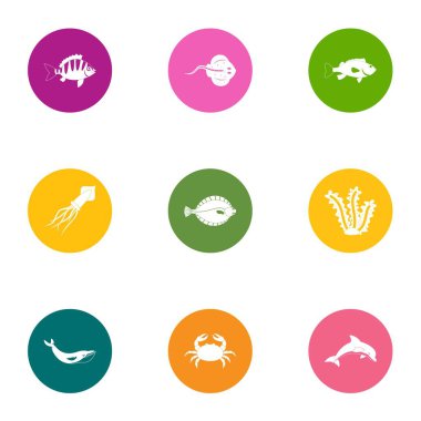 Squama Icons set, düz stil