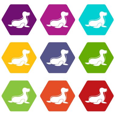 9 vektör mühür Icons set