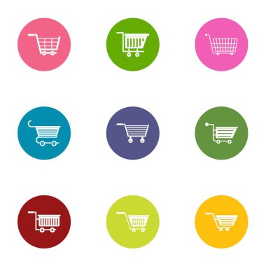 Metal tedarik Icons set, düz stil