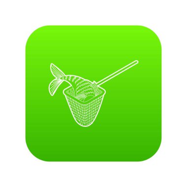 Balık tutma net simge yeşil vektör