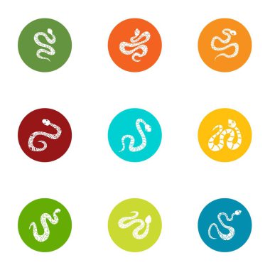 Sürünen muck Icons set, düz stil