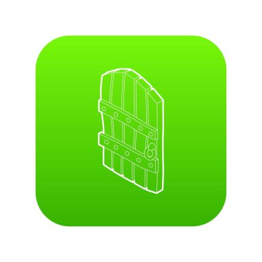 Kemerli ahşap kapı yeşil simge vektör