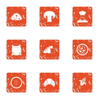 Gıda alımı simgeler kümesi, grunge tarzı