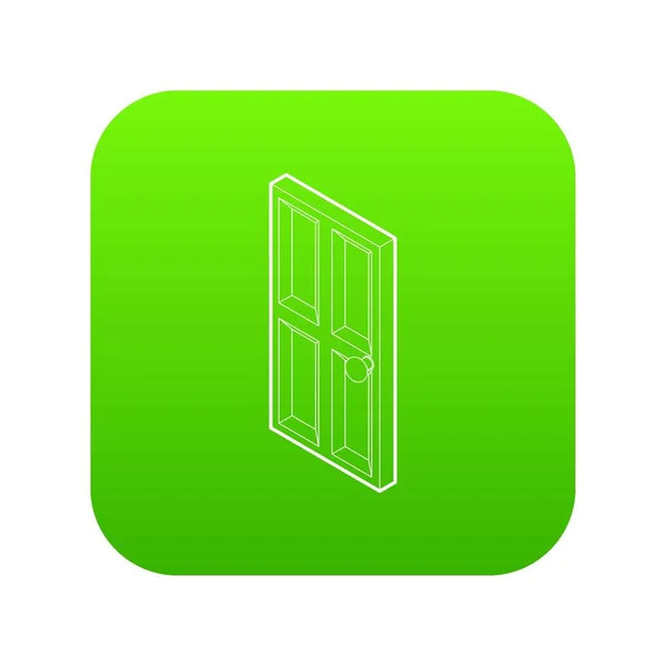 木製のドアの緑のアイコン ベクトル — ストックベクタ