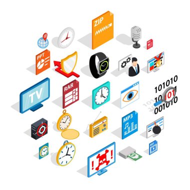 Internet yayın simgeler kümesi, izometrik stili