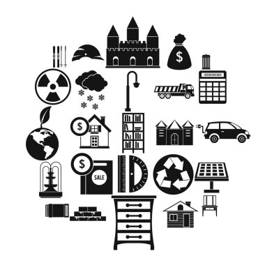 Daha yüksek toplum Icons set, basit tarzı