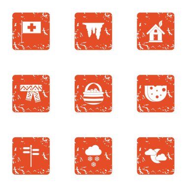 Kış evi simgeler kümesi, grunge style