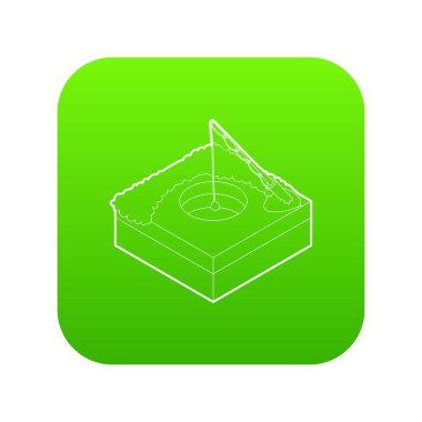 Buz balıkçılık yeşil simge vektör için delik