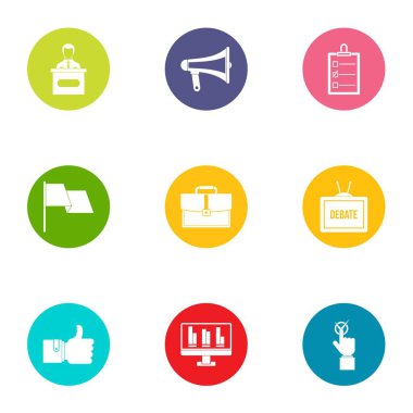 İçeriden bilgi Icons set, düz stil