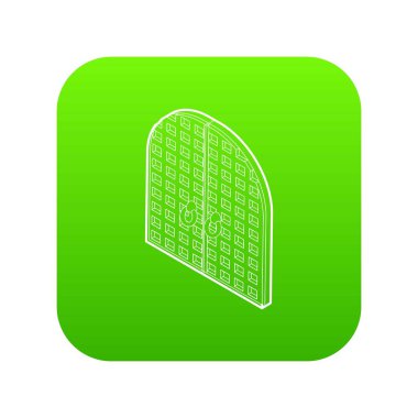 Antik çift kapılı yeşil simge vektör kemerli