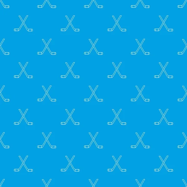 Two crossed hockey sticks pattern vector seamless blue — Stock Vector