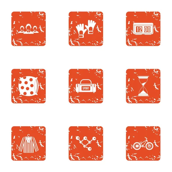 Set de iconos de resort atlético, estilo grunge — Vector de stock