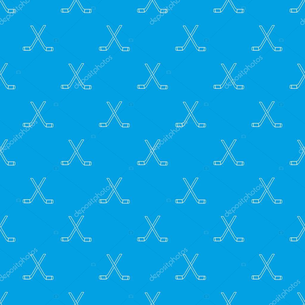 Two crossed hockey sticks pattern vector seamless blue repeat for any use