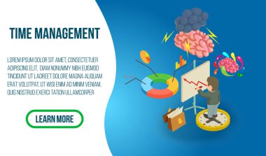 Zaman yönetimi kavramı afiş, izometrik stili
