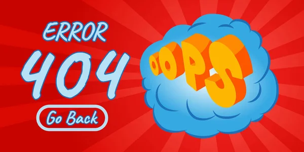 Error 404 banner concepto, cómic estilo isométrico — Vector de stock