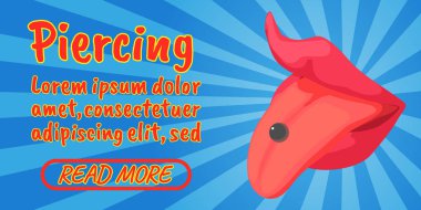 Piercing concept banner, comics isometric style clipart
