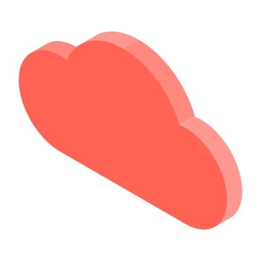 Kırmızı bilgisayar bulut simgesini, izometrik stili