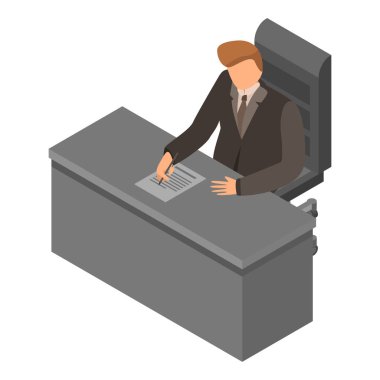 Patron işyeri simgesinin, izometrik stili