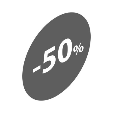 Yüzde 50 satış amblemi simgesi, izometrik stili