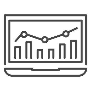 Dizüstü ekonomi grafik simgesini, anahat stili