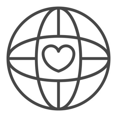 Küresel kalp sevgi simgesi, anahat stili