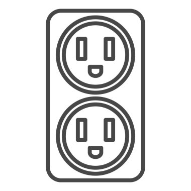 Çift elektrik prizine simgesi, anahat stili