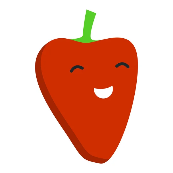 Smile red pepper icon, flat style — Stock Vector