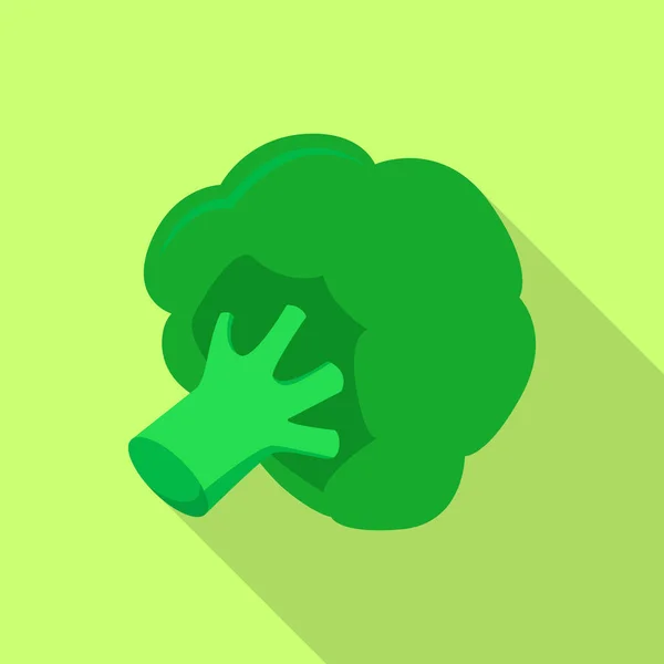 Зеленая брокколи икона, плоский стиль — стоковый вектор