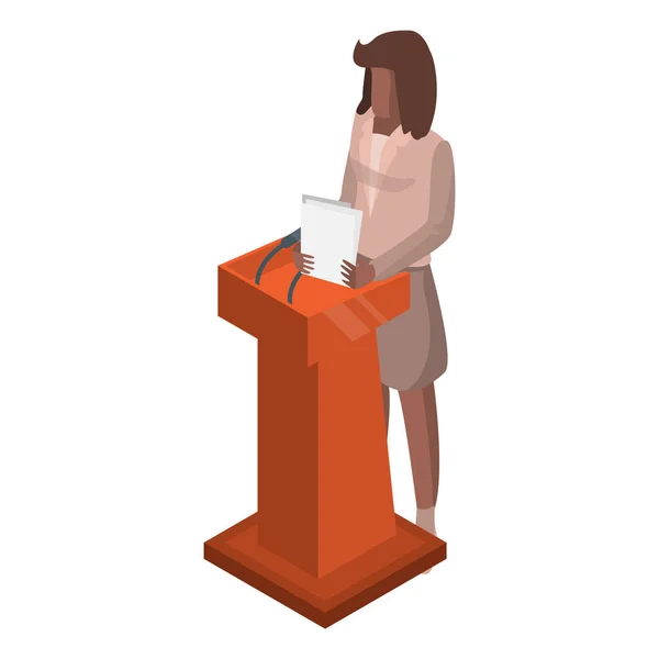 Žena v politické debatě ikonu, izometrický styl — Stockový vektor