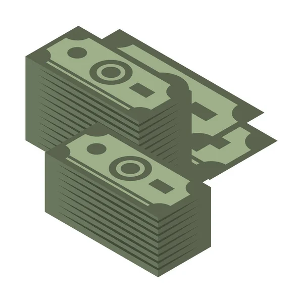 Dólar icono paquete, estilo isométrico — Vector de stock