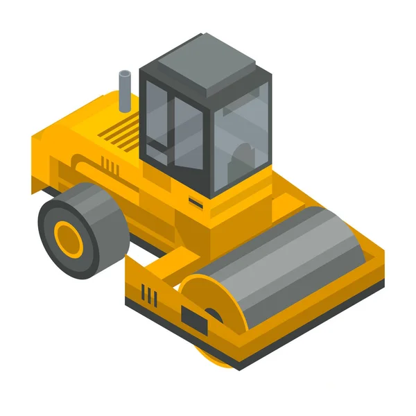 Road roller vehicle icon, isometric style — Stock Vector