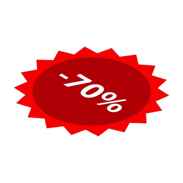 Menos 70 por cento ícone vermelho venda, estilo isométrico — Vetor de Stock