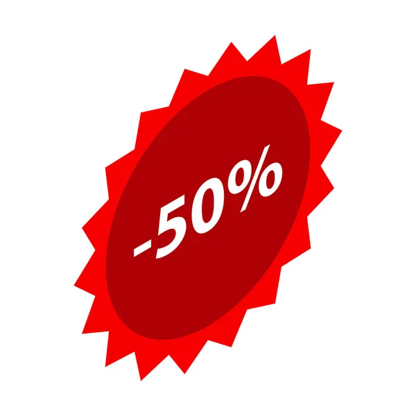 Minus 50 procent Koop rode icon, isometrische stijl — Stockvector